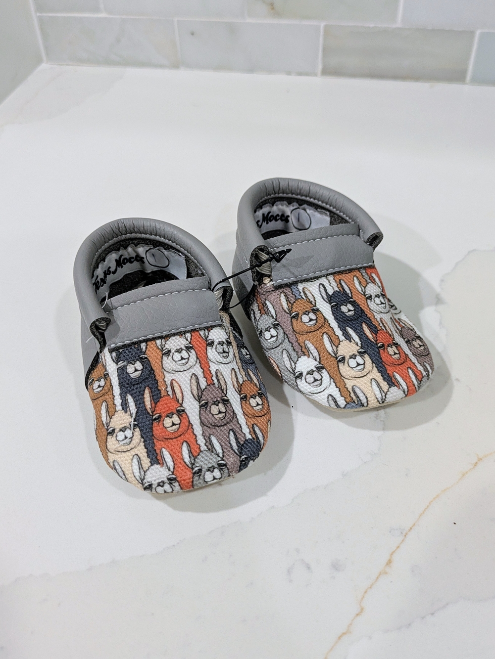 Baby Llama Print Soft Moccasins